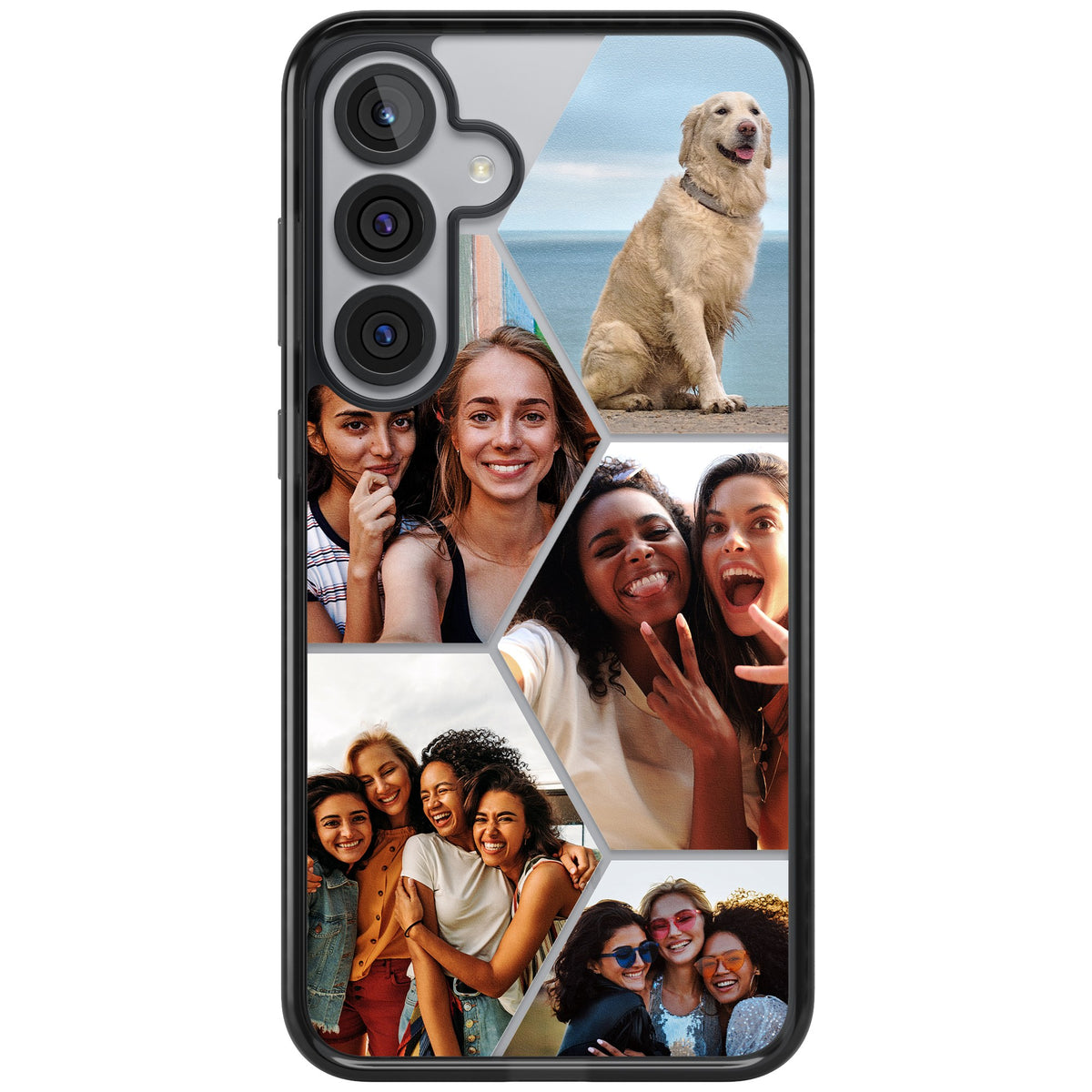 Personalised Beehive Photo Grid Samsung S25 Plus / Samsung S26 / Samsung S26 Plus Impact Black Phone Case front