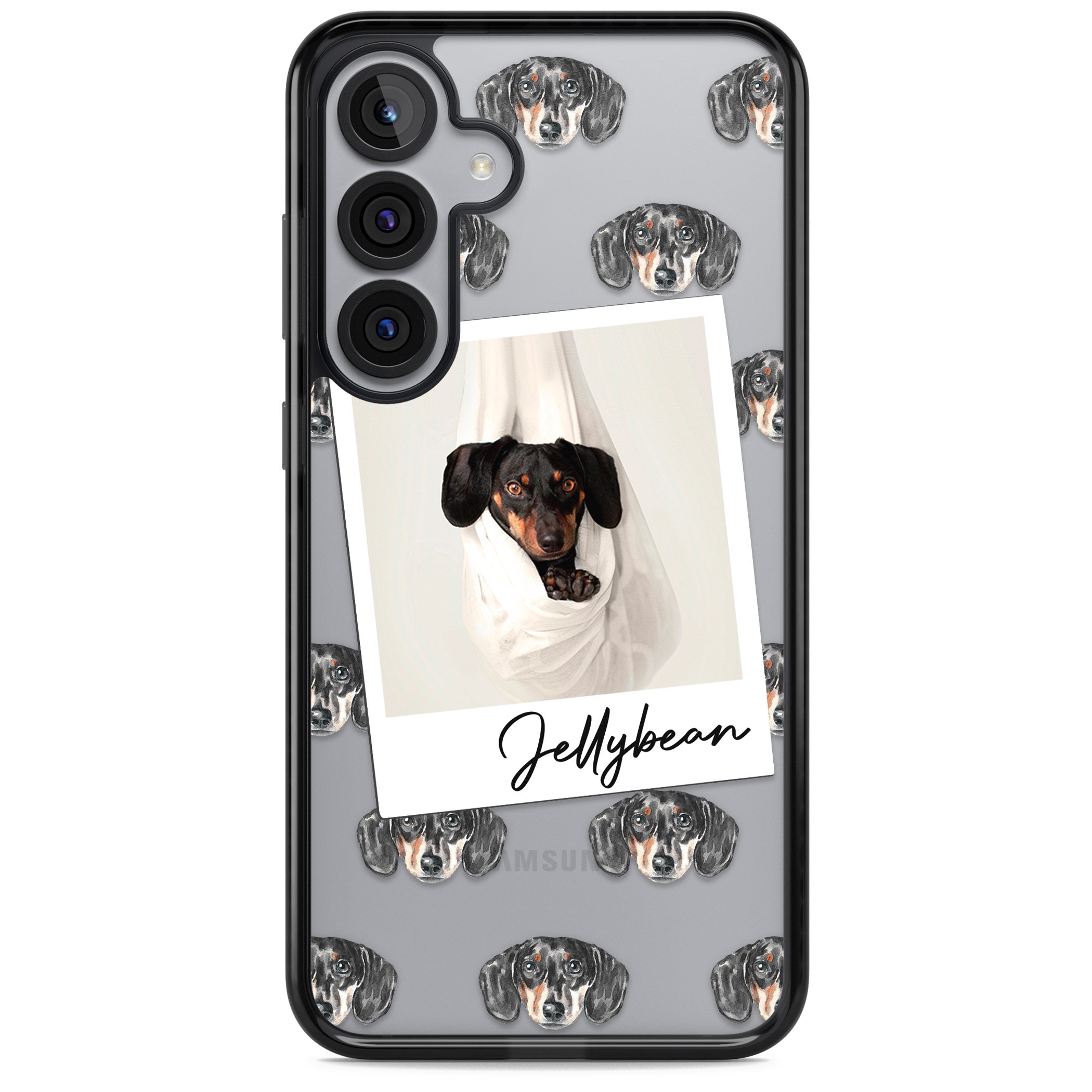 Personalised Black Dachshund Instant Camera Photo