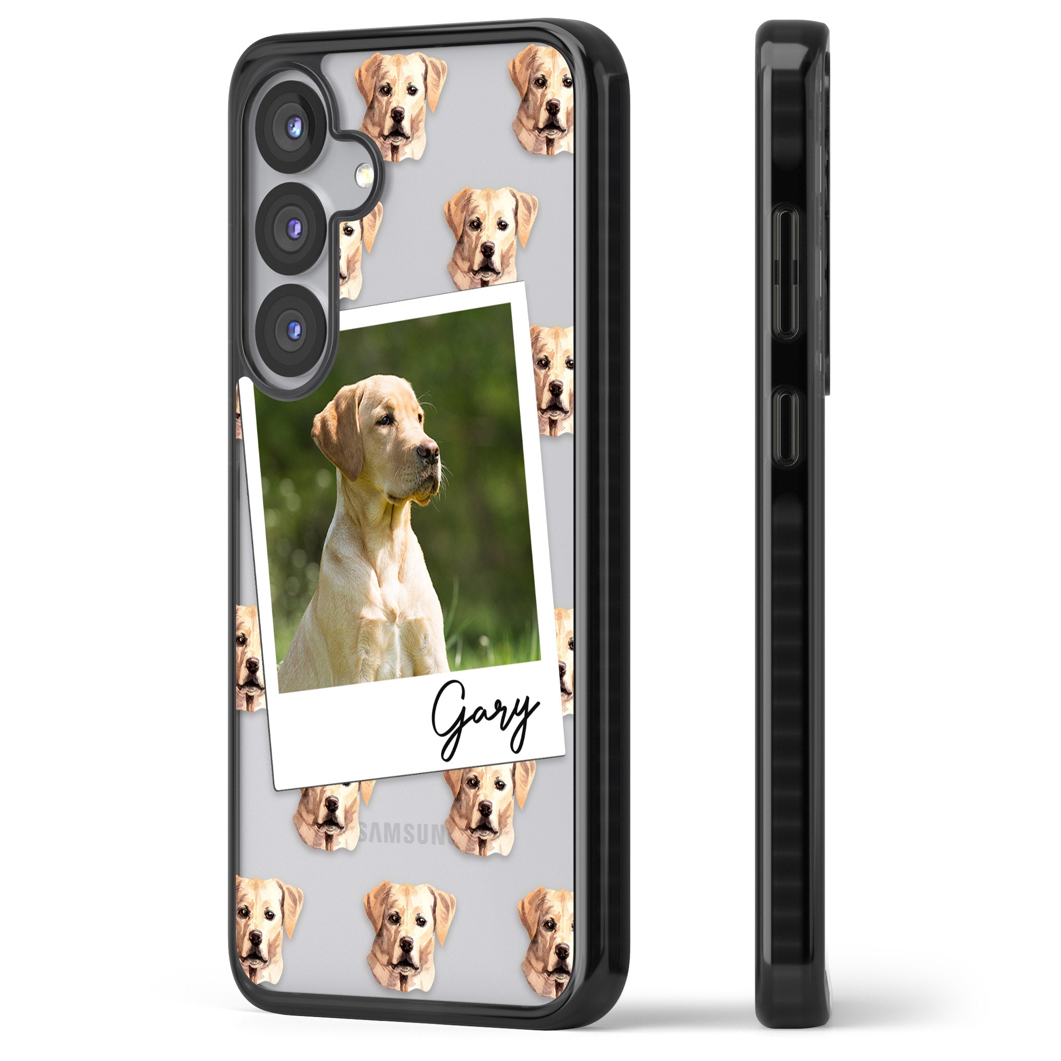 Personalised Tan Black Labrador Instant Camera Photo