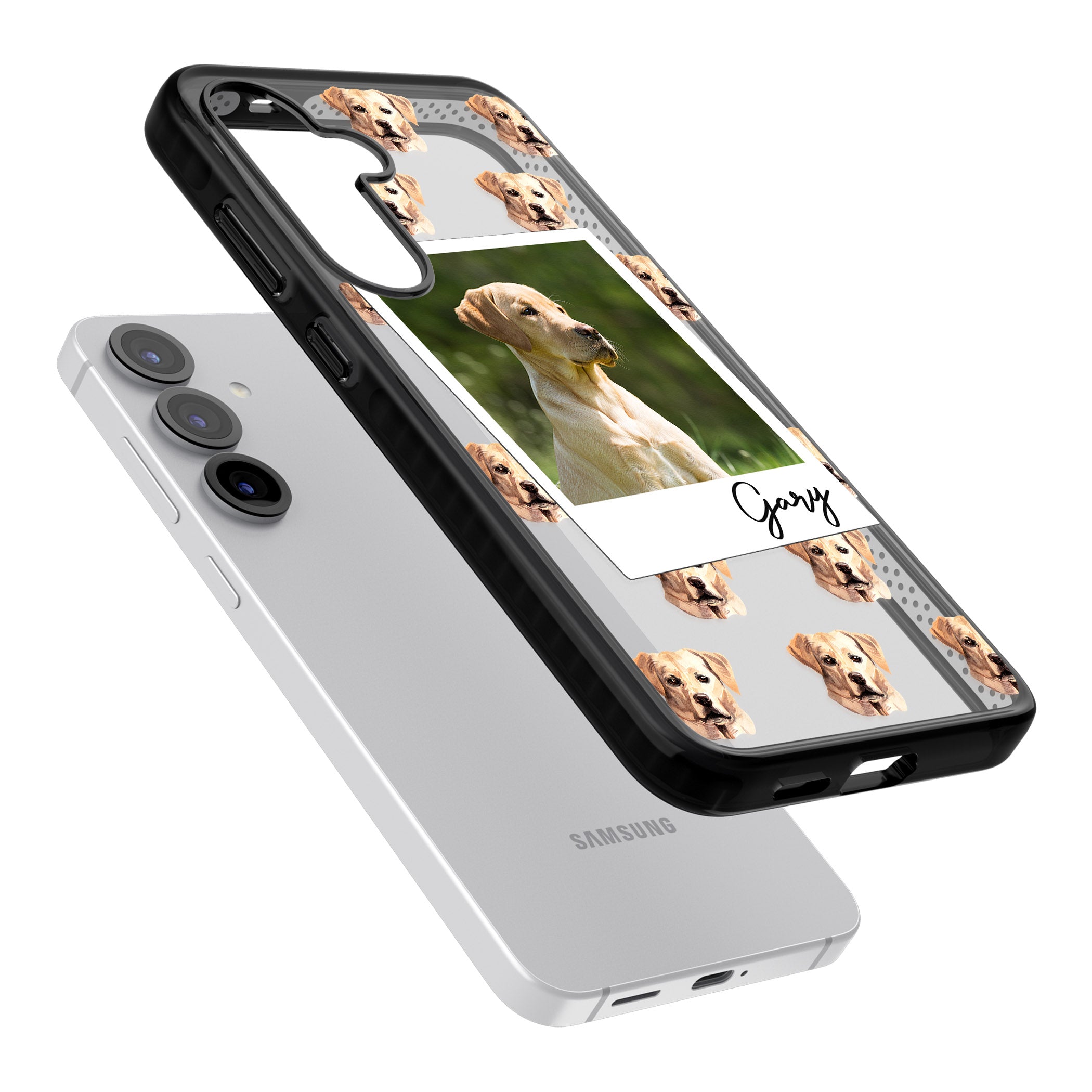 Personalised Tan Black Labrador Instant Camera Photo