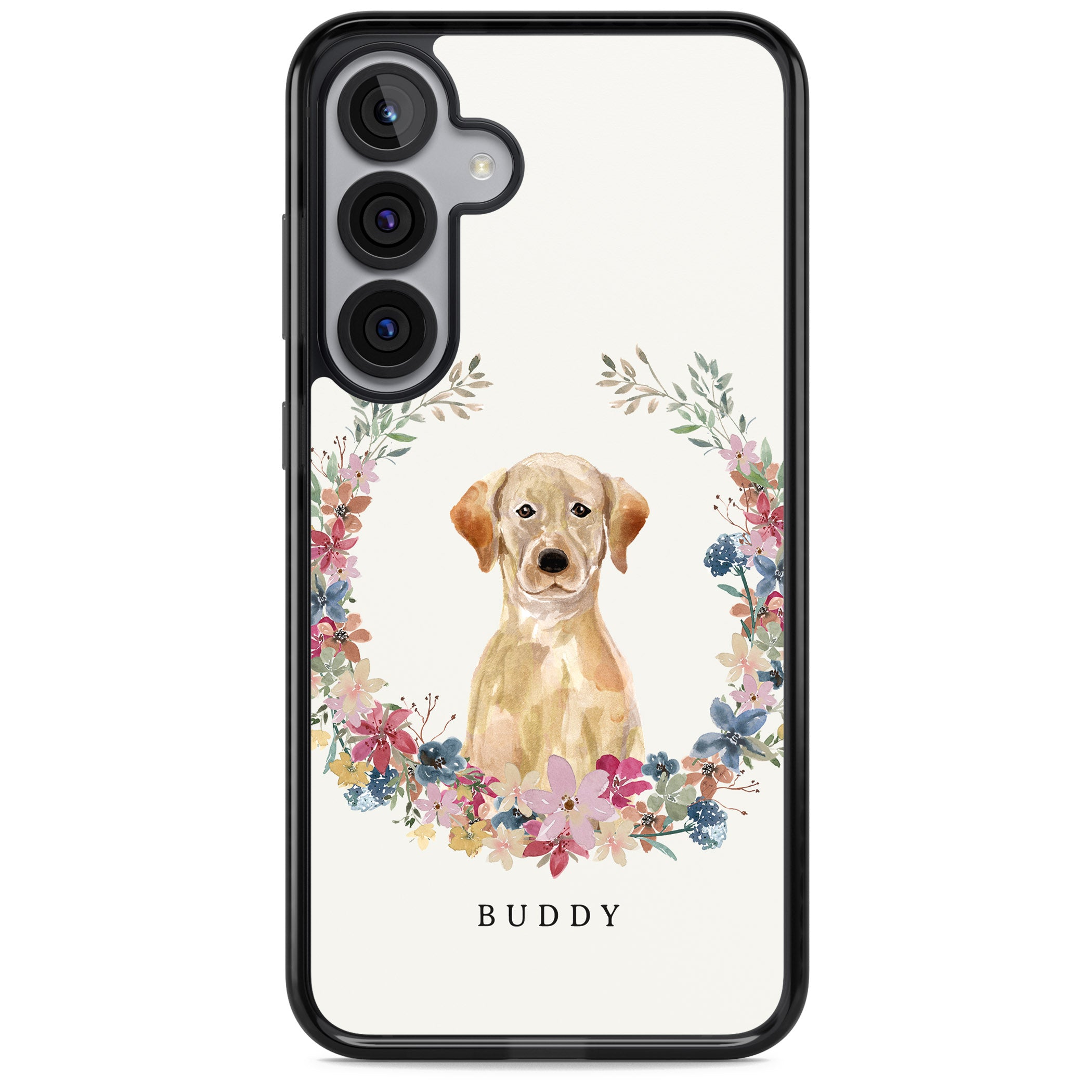 Personalised Yellow Labrador Retriever Floral Portrait