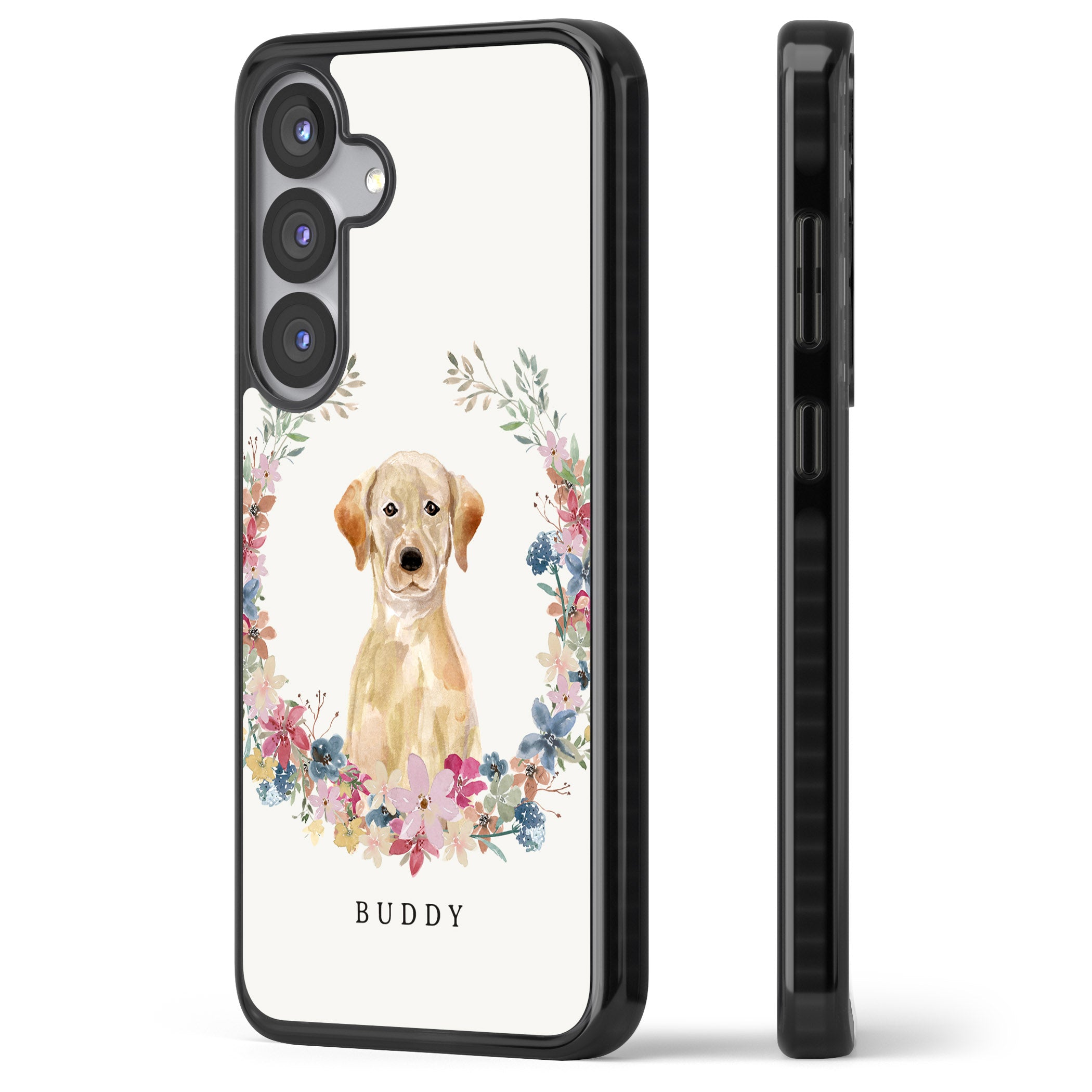 Personalised Yellow Labrador Retriever Floral Portrait