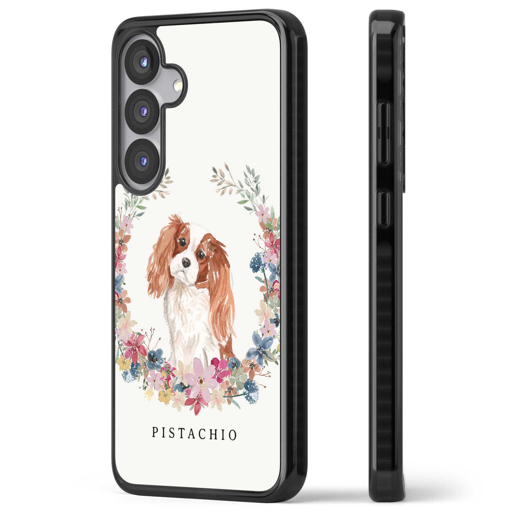 Personalised Cavalier King Charles Floral Portrait