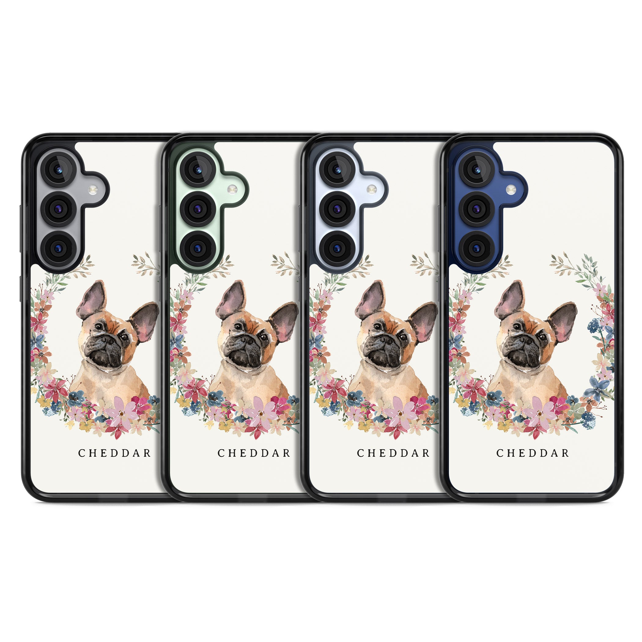 Personalised Tan French Bulldog Floral Portrait