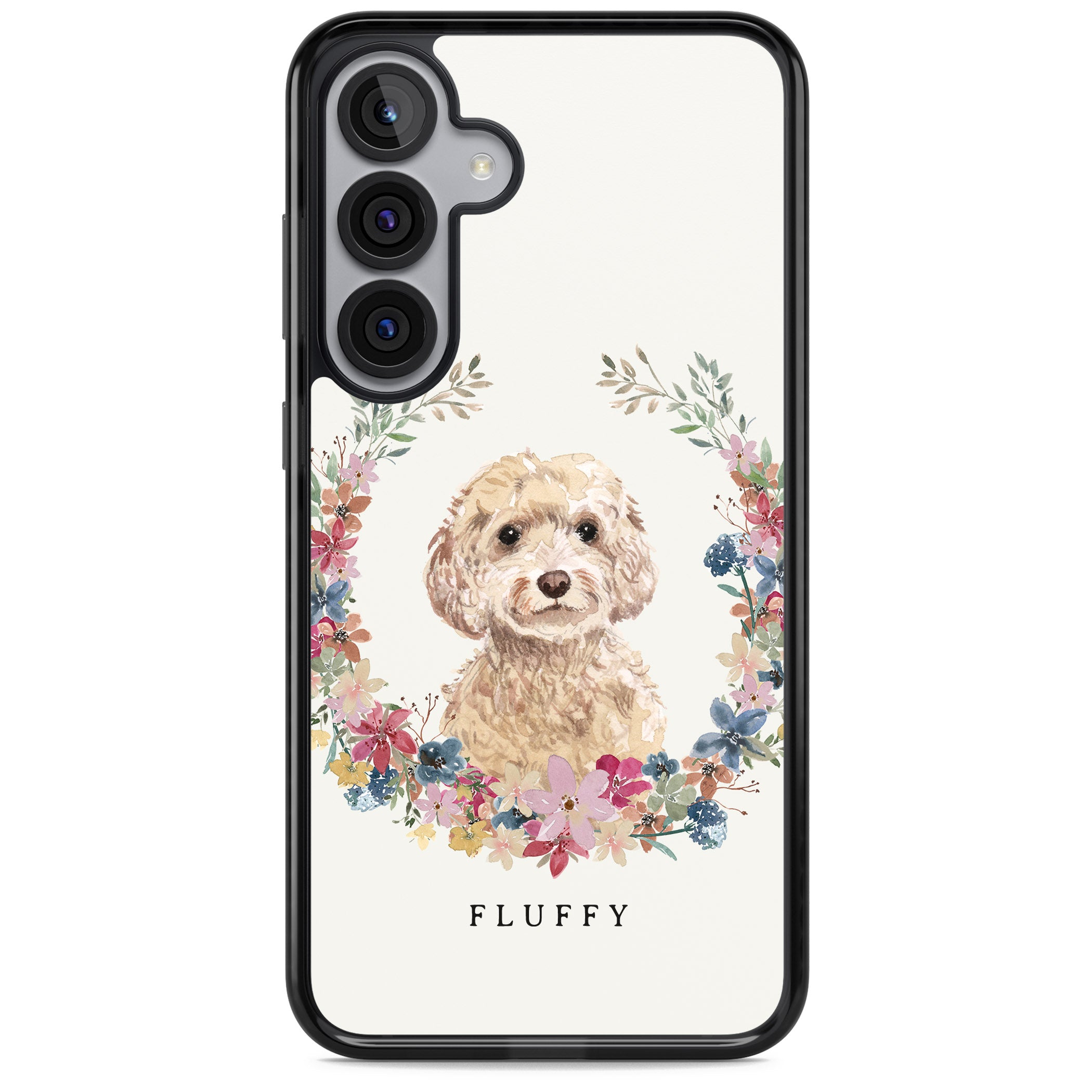 Personalised Champagne Cockapoo Floral Portrait