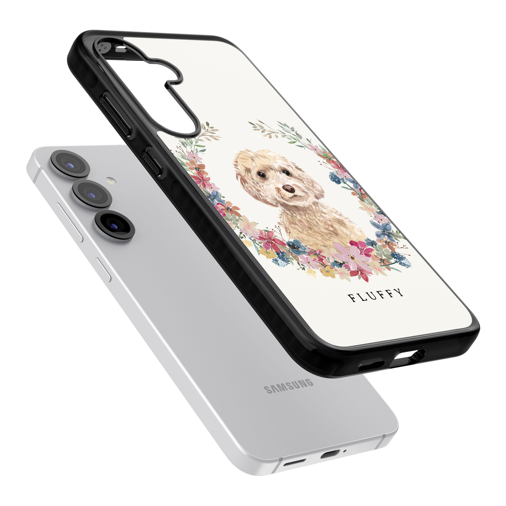 Personalised Champagne Cockapoo Floral Portrait