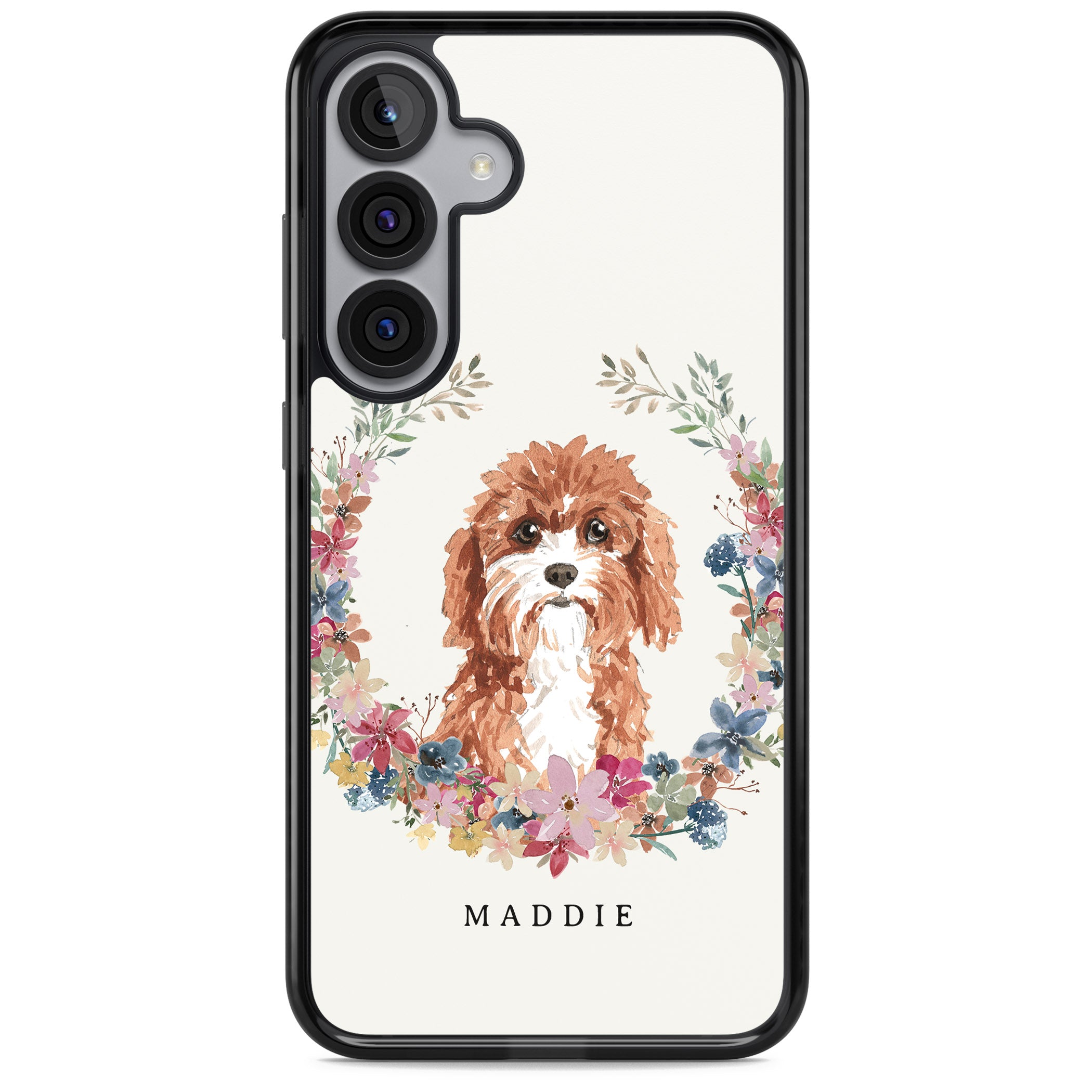 Personalised Cavapoo Floral Portrait