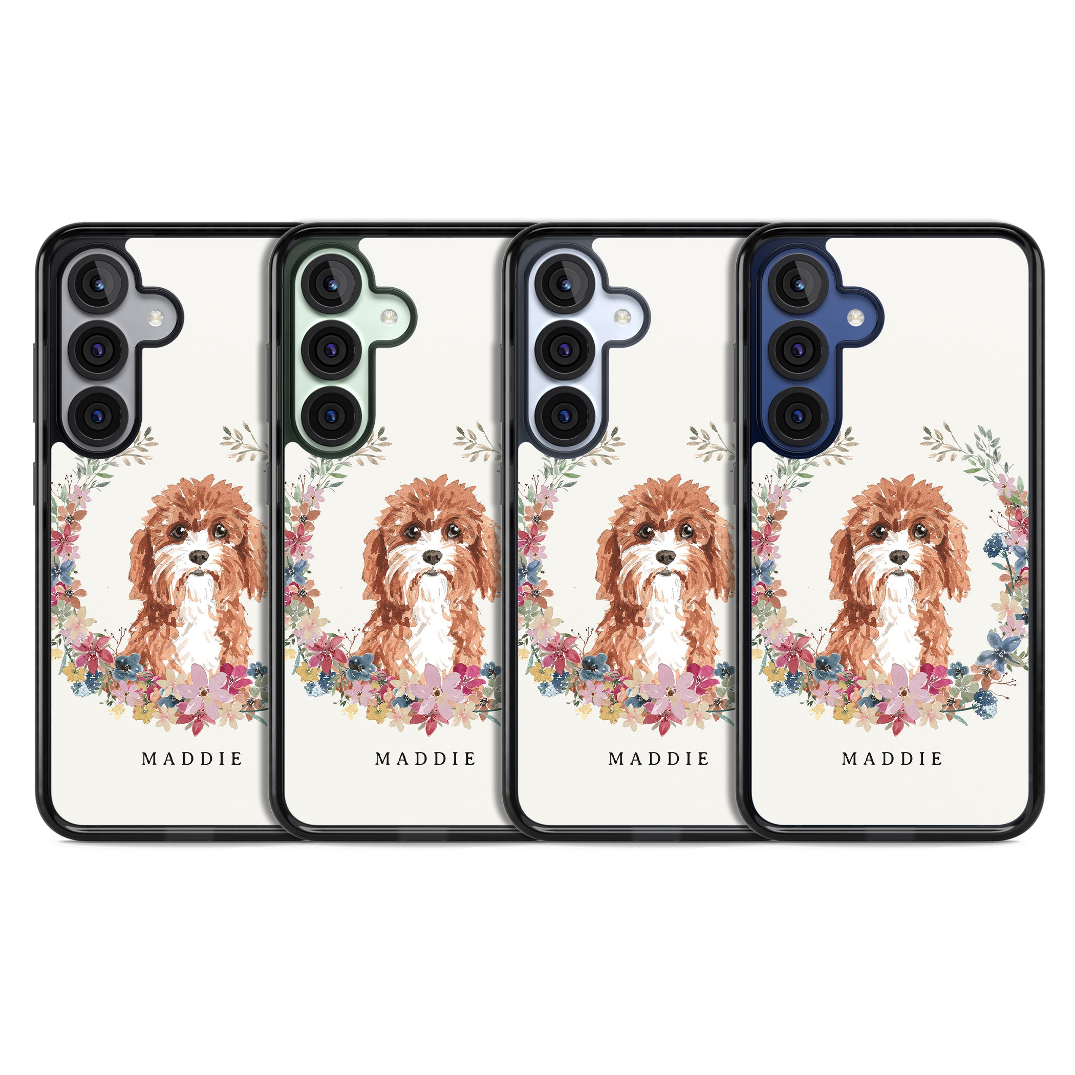 Personalised Cavapoo Floral Portrait