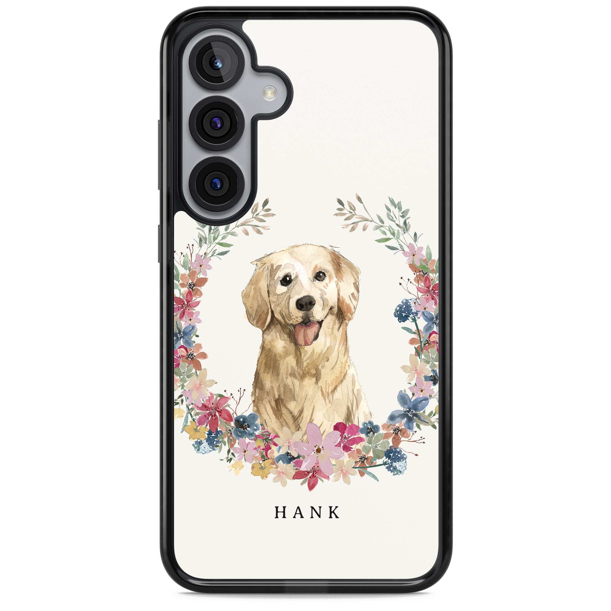 Personalised Golden Retriever Floral Portrait