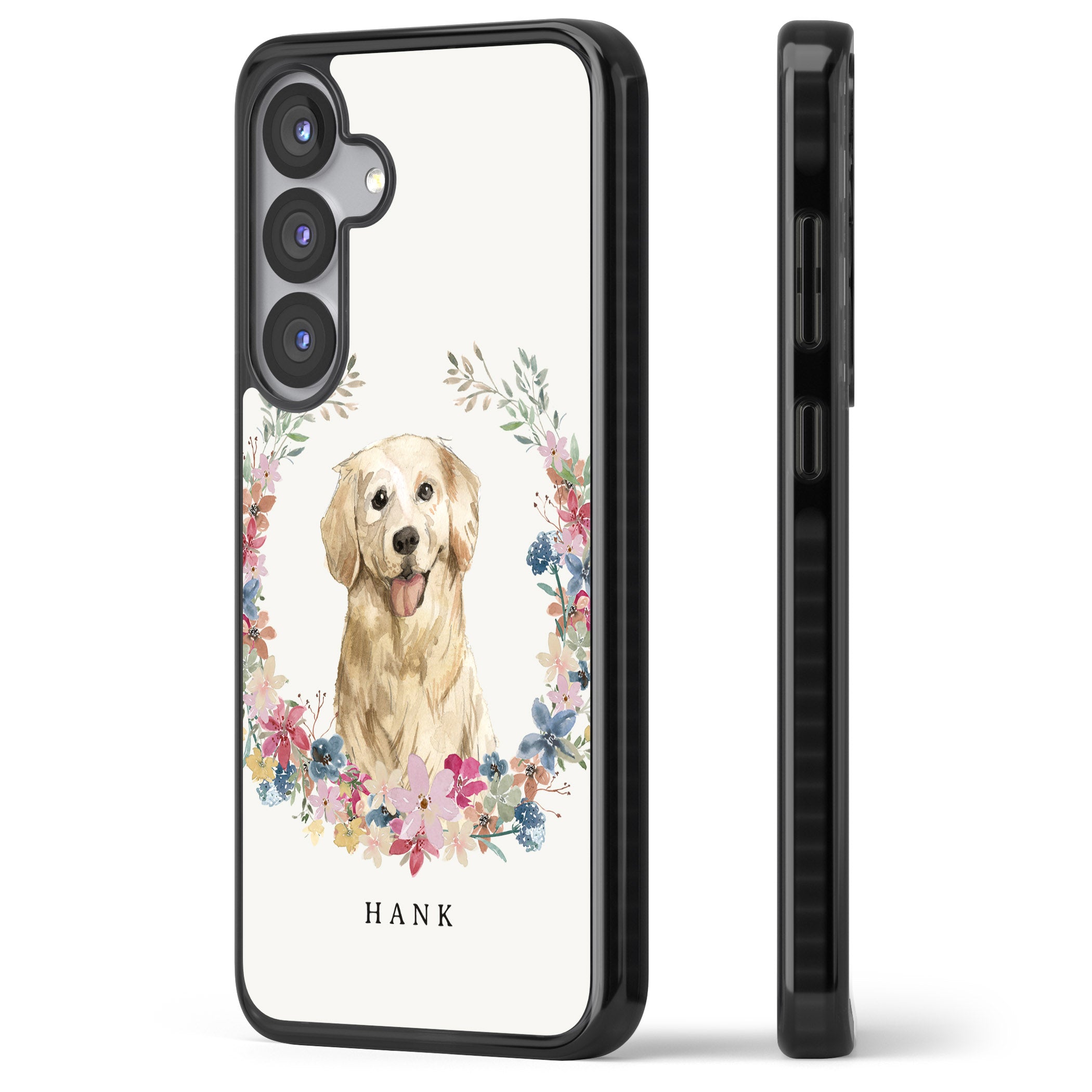 Personalised Golden Retriever Floral Portrait