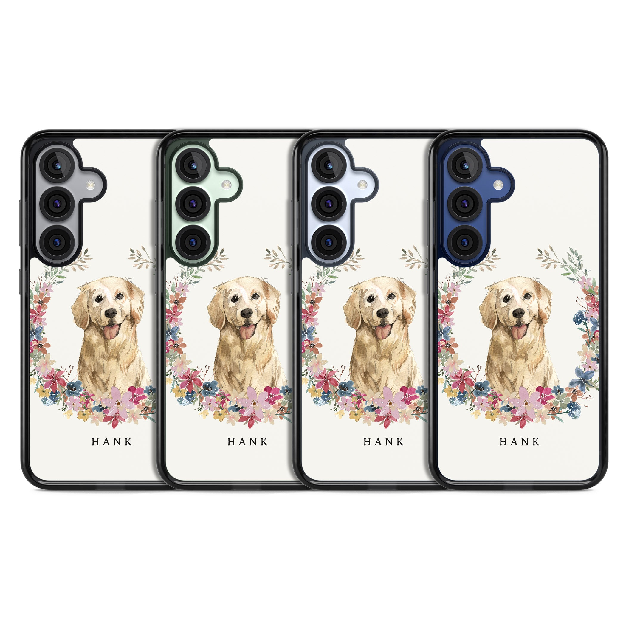 Personalised Golden Retriever Floral Portrait