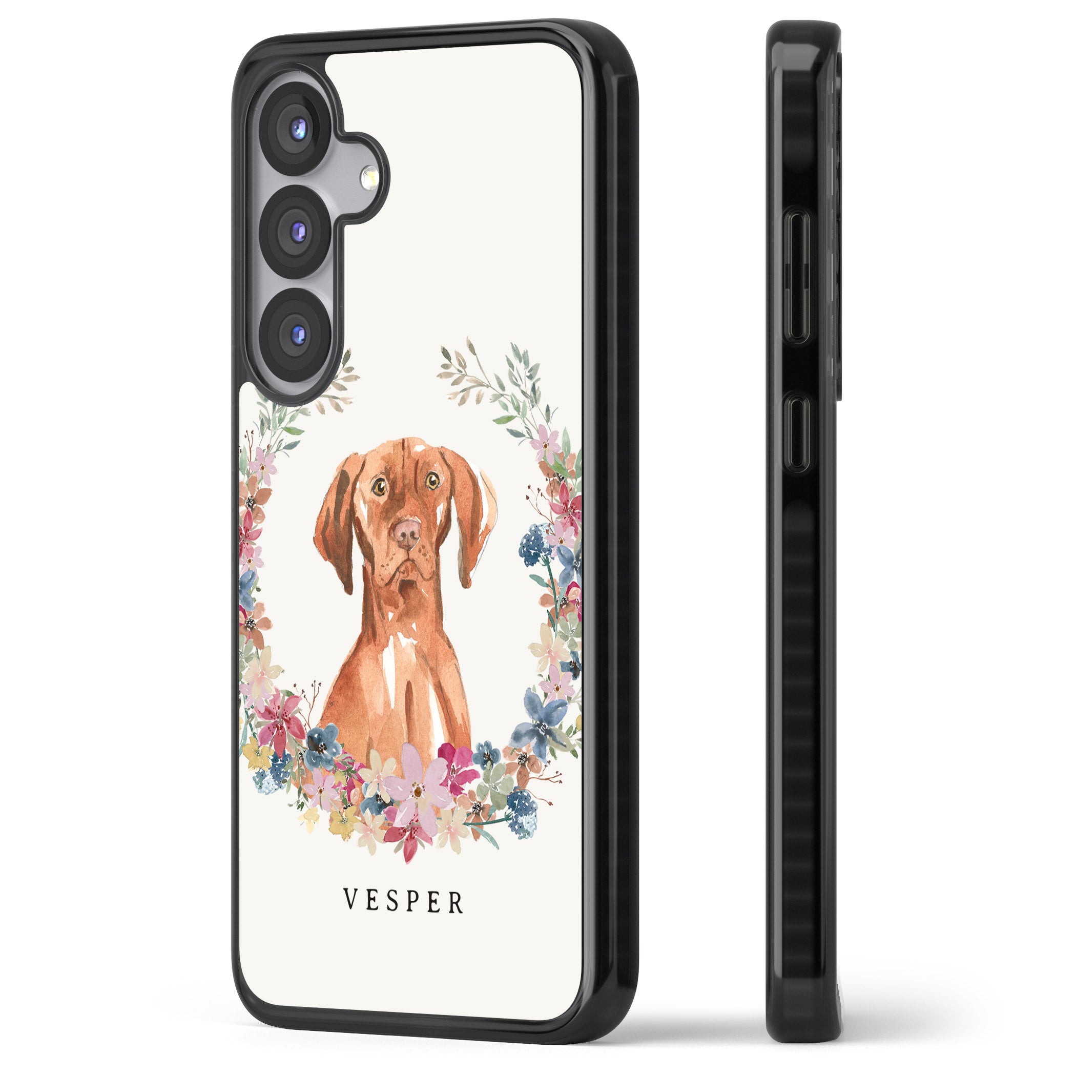 Personalised Hungarian Vizsla Floral Portrait