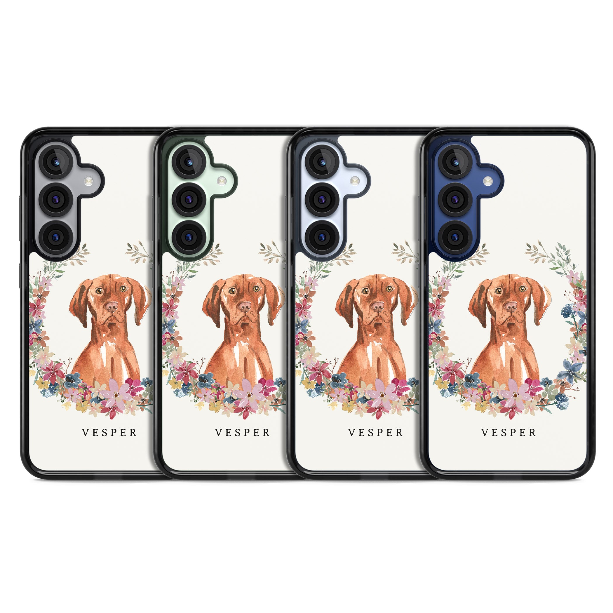 Personalised Hungarian Vizsla Floral Portrait