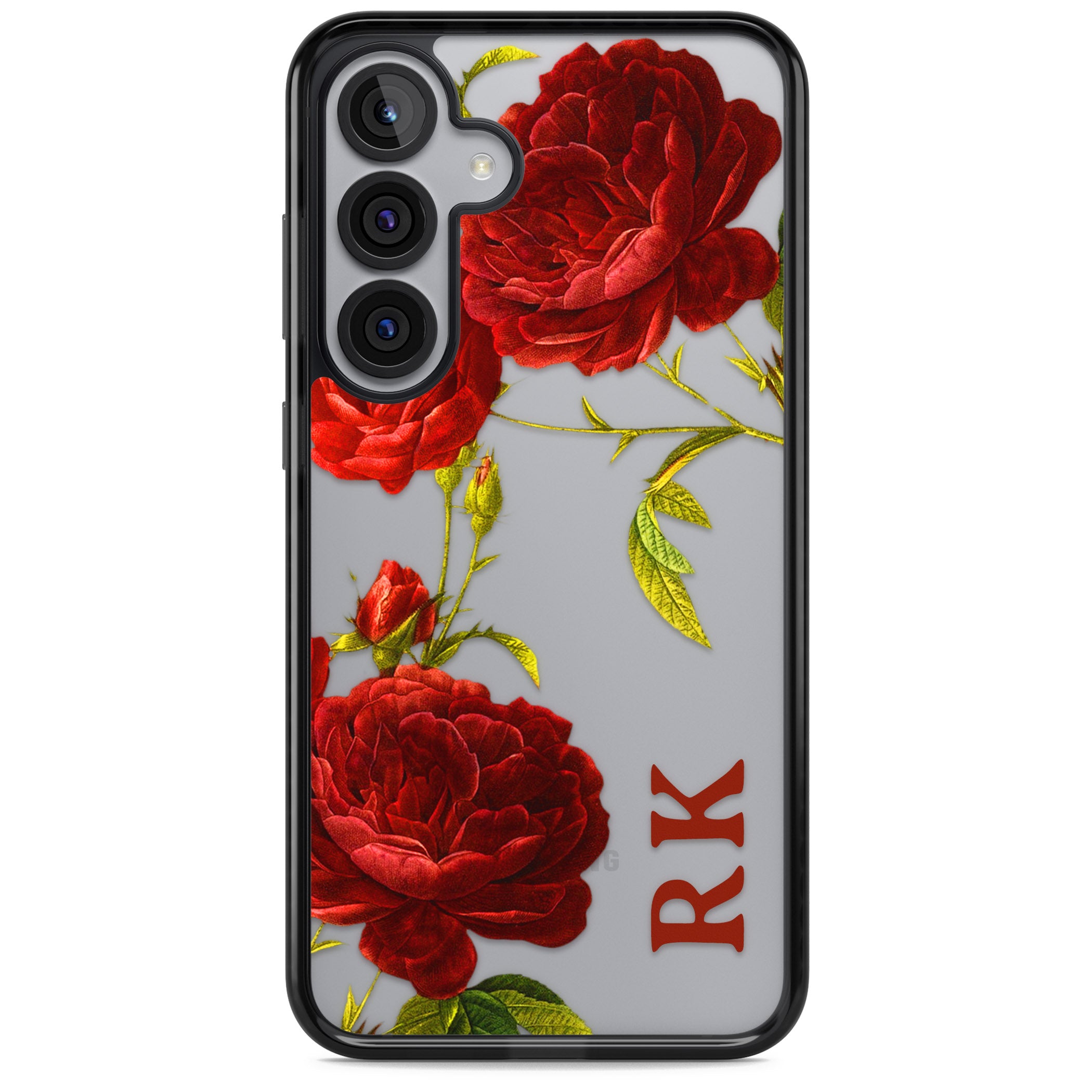 Personalised Vintage Floral Red Roses