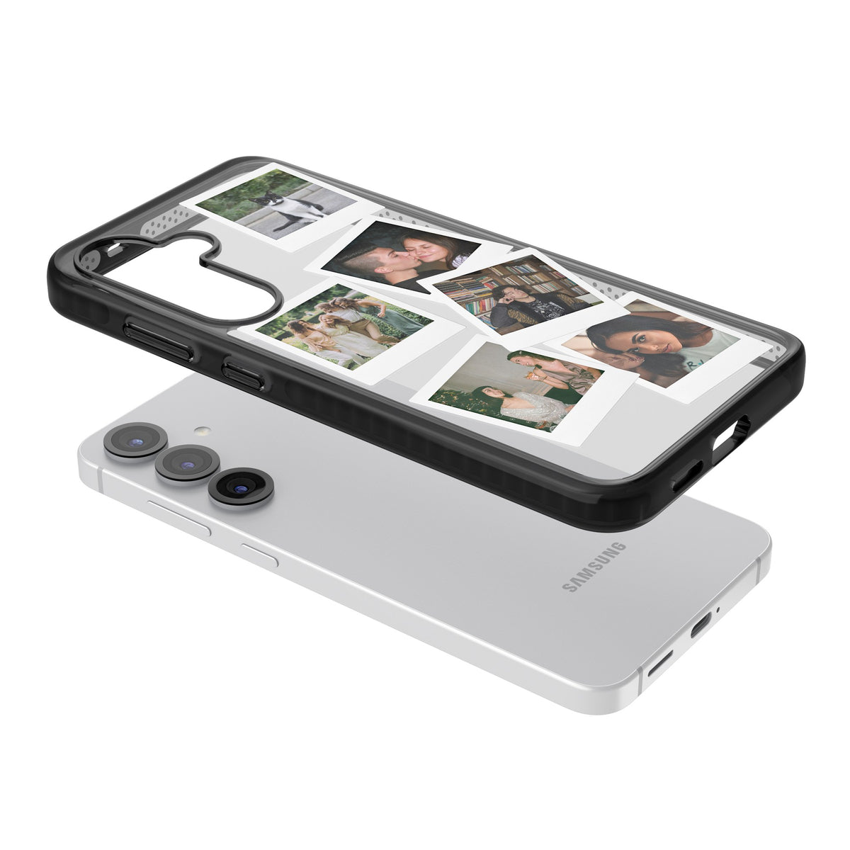 Personalised Classic Instant Photos Samsung S25 / Samsung S25 Plus / Samsung S26 / Samsung S26 Plus Impact Black Phone Case angled