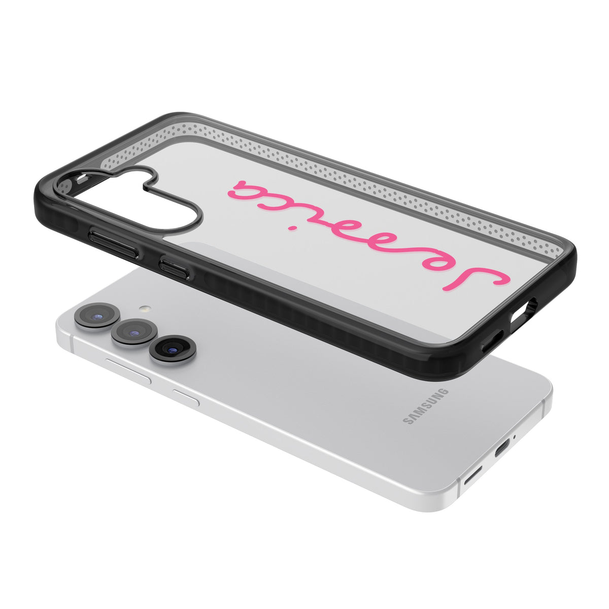 Personalised Summer Name Samsung S25 / Samsung S25 Plus / Samsung S26 / Samsung S26 Plus Impact Black Phone Case angled
