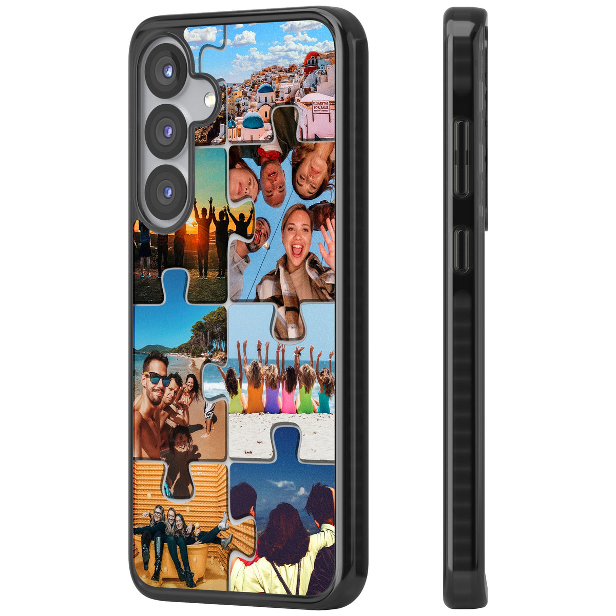 Personalised Jigsaw Photo Grid Samsung S25 / Samsung S25 Plus / Samsung S26 / Samsung S26 Plus Impact Black Phone Case side