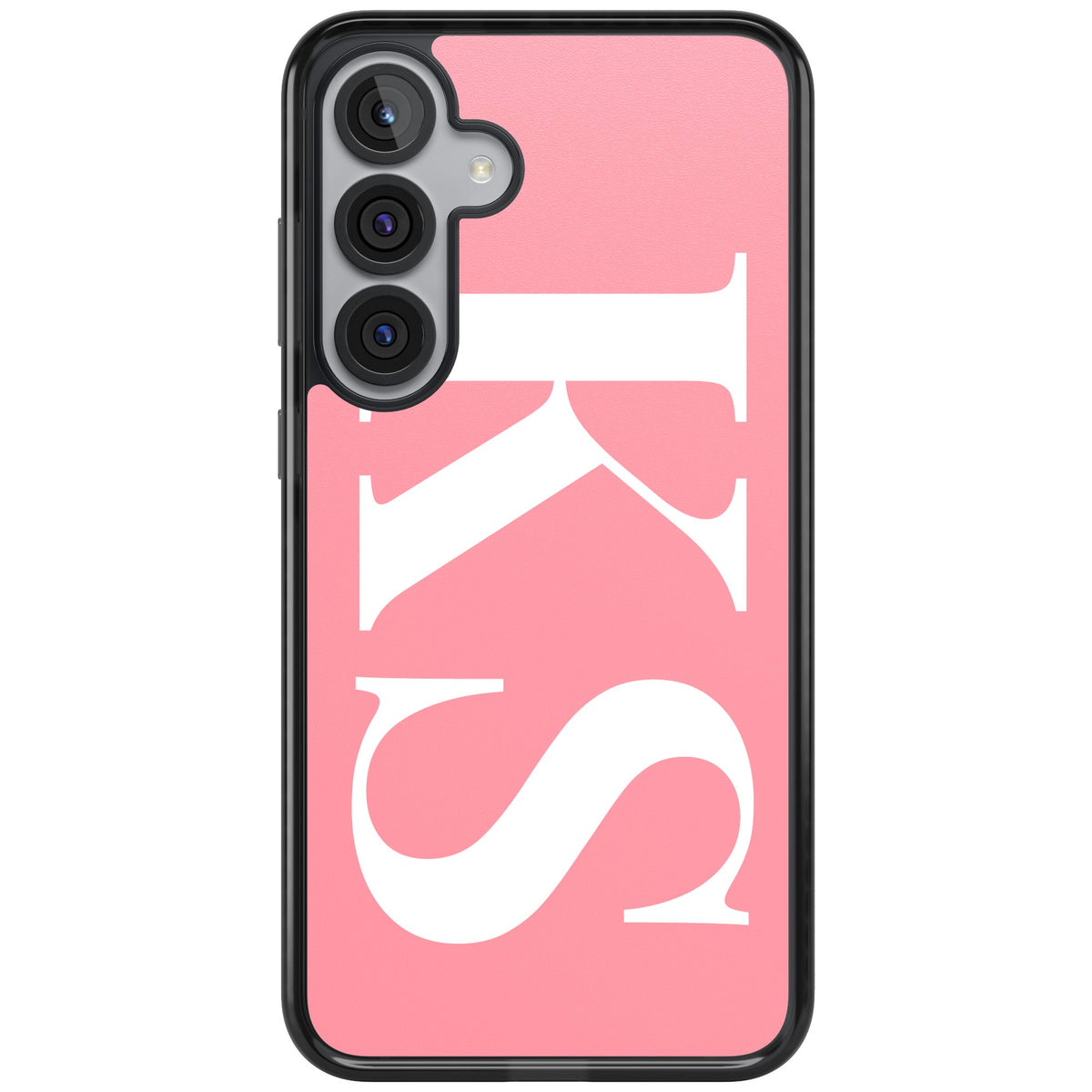 Personalised White & Pink Letters Samsung S25 Plus / Samsung S26 / Samsung S26 Plus Impact Black Phone Case front