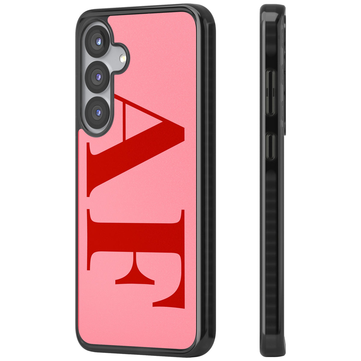 Personalised Red & Pink Letters Samsung S25 / Samsung S25 Plus / Samsung S26 / Samsung S26 Plus Impact Black Phone Case side