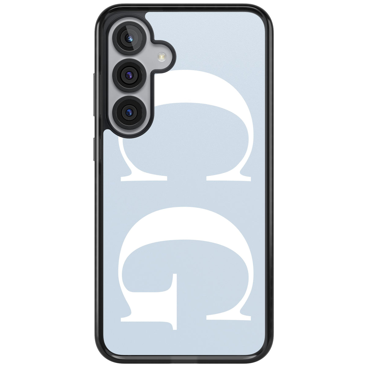 Personalised White & Blue Letters Samsung S25 Plus / Samsung S26 / Samsung S26 Plus Impact Black Phone Case front