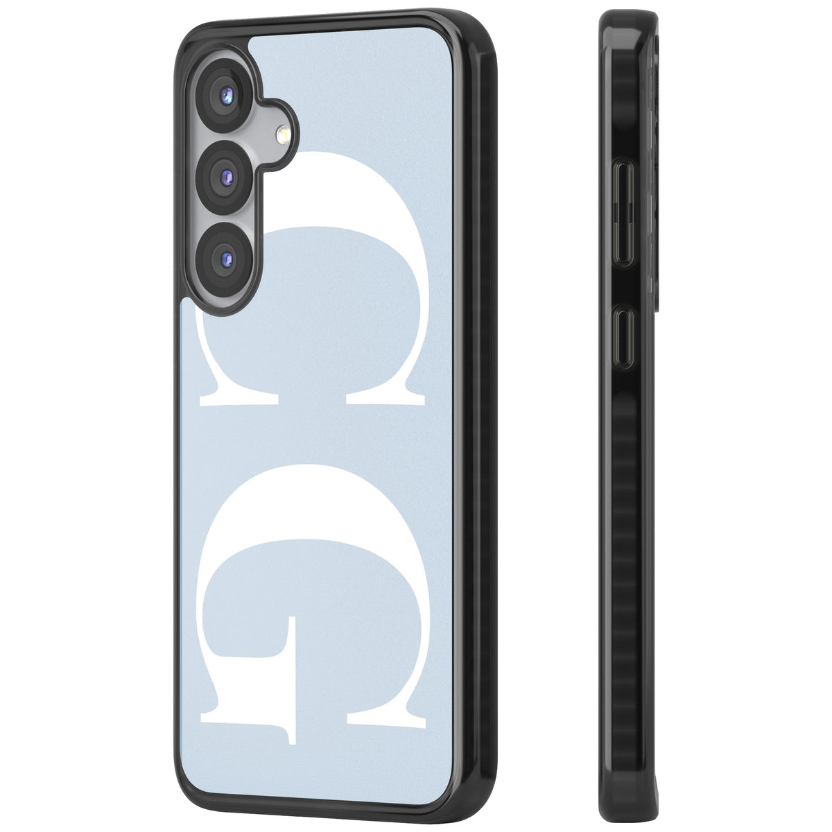 Personalised White & Blue Letters Samsung S25 / Samsung S25 Plus / Samsung S26 / Samsung S26 Plus Impact Black Phone Case side