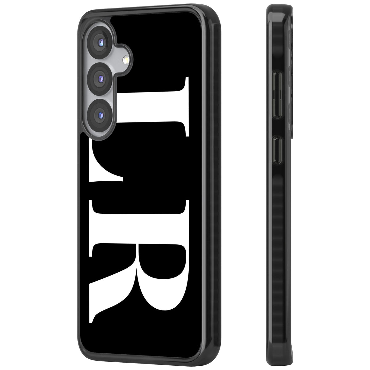 Personalised White & Black Letters Samsung S25 / Samsung S25 Plus / Samsung S26 / Samsung S26 Plus Impact Black Phone Case side