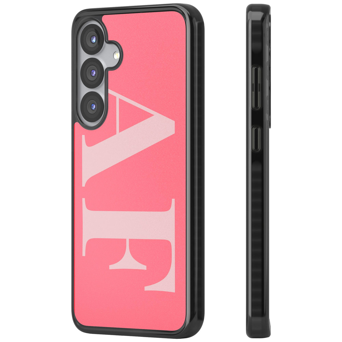 Personalised Light & Dark Pink Letters Samsung S25 / Samsung S25 Plus / Samsung S26 / Samsung S26 Plus Impact Black Phone Case side