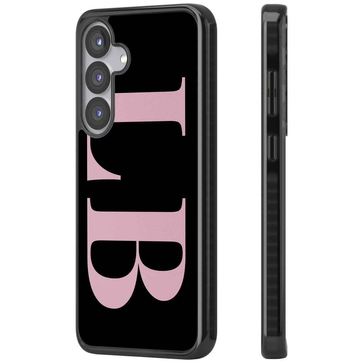 Personalised Pink & Black Letters Samsung S25 / Samsung S25 Plus / Samsung S26 / Samsung S26 Plus Impact Black Phone Case side