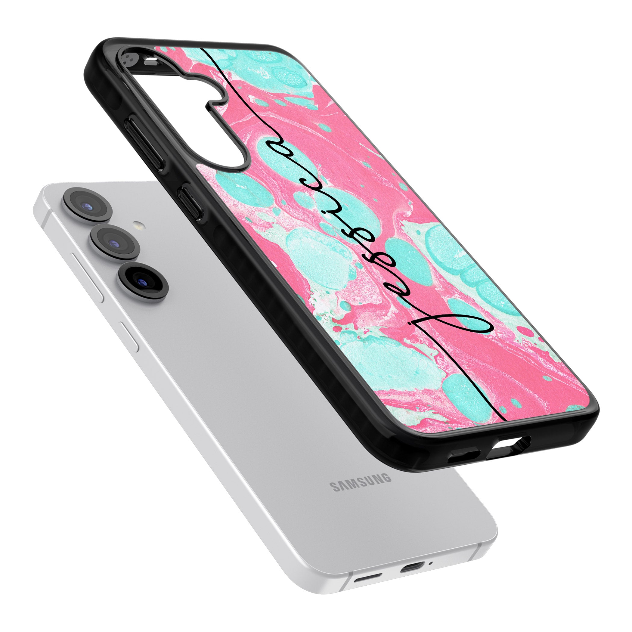 Personalised Turquoise & Pink Marbled