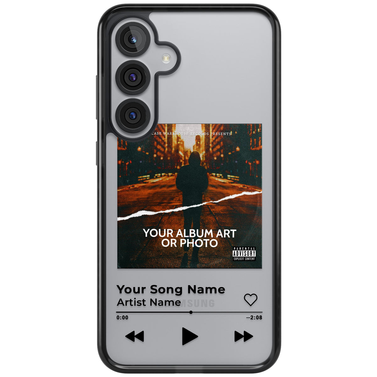 Personalised Music Player Samsung S25 Plus / Samsung S26 / Samsung S26 Plus Impact Black Phone Case front