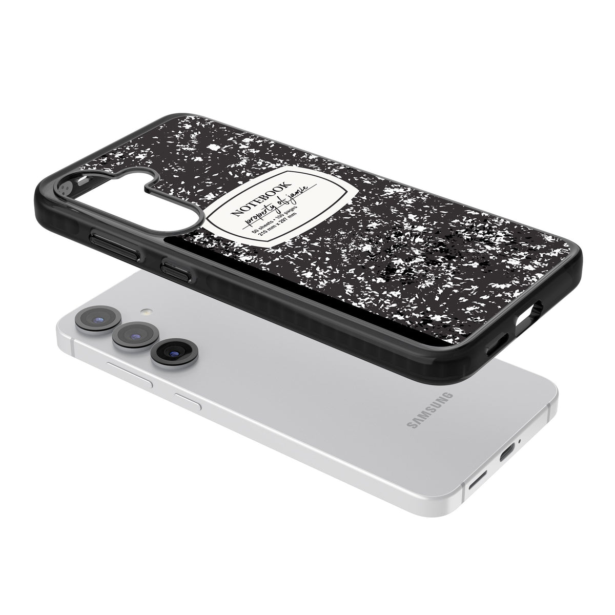 Personalised Classic Composition Samsung S25 / Samsung S25 Plus / Samsung S26 / Samsung S26 Plus Impact Black Phone Case angled