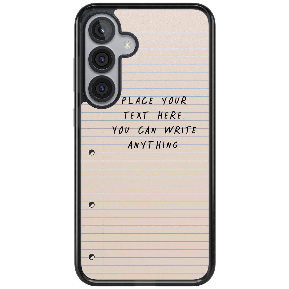 Personalised Lined Paper Samsung S25 Plus / Samsung S26 / Samsung S26 Plus Impact Black Phone Case front