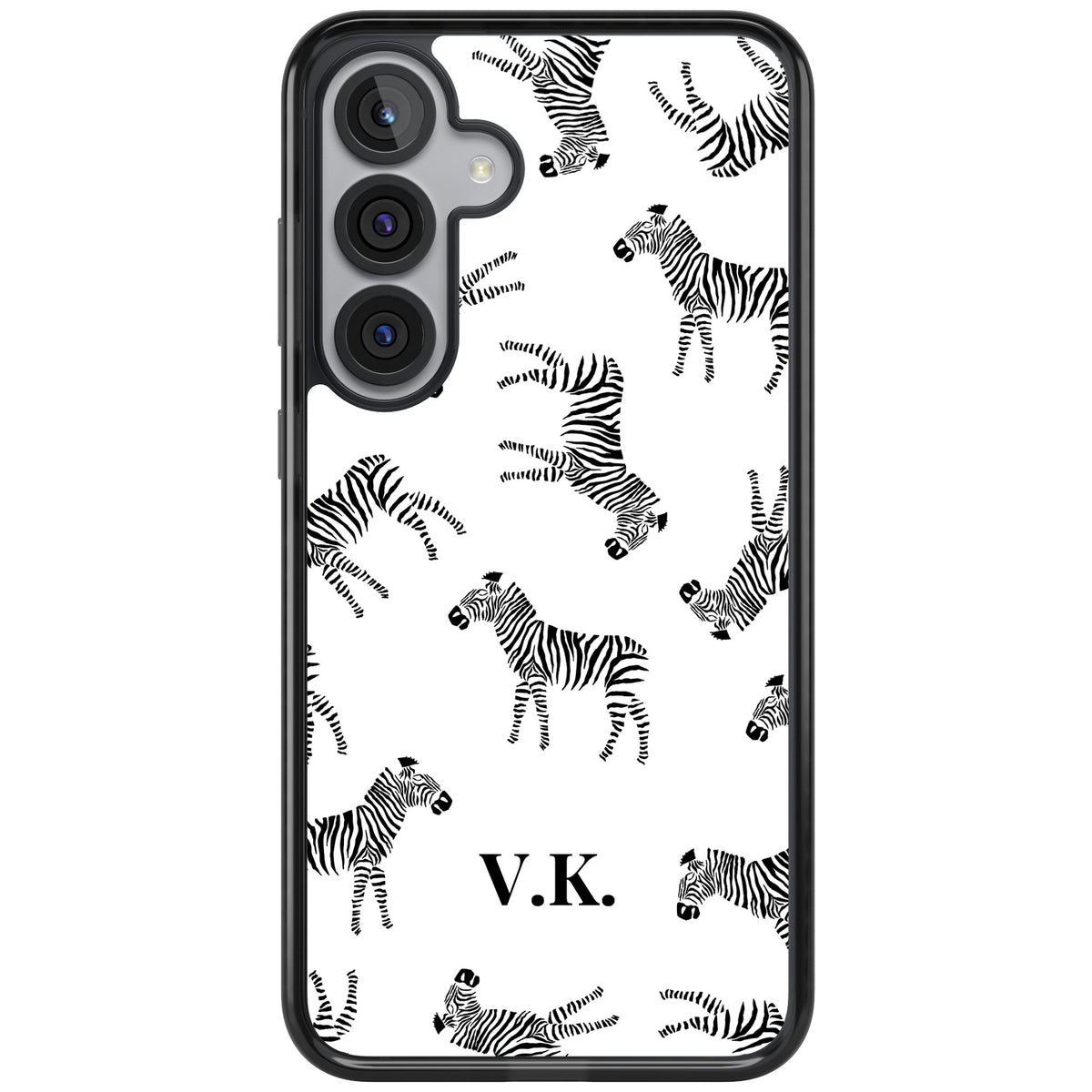 Personalised Monochrome Zebra Samsung S25 Plus / Samsung S26 / Samsung S26 Plus Impact Black Phone Case front