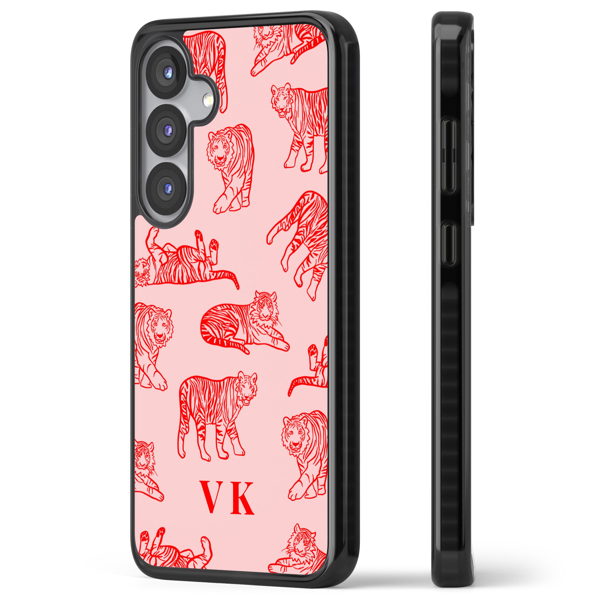 Personalised Red Tiger Outlines On Pink