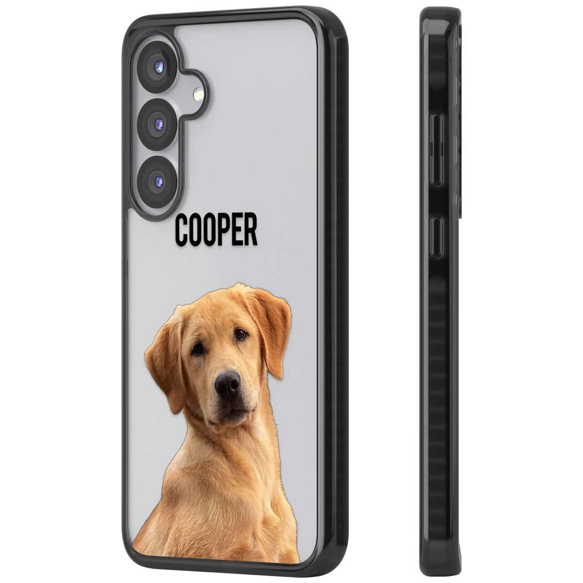 Personalised Pet Cutout & Name Samsung S25 / Samsung S25 Plus / Samsung S26 / Samsung S26 Plus Impact Black Phone Case side