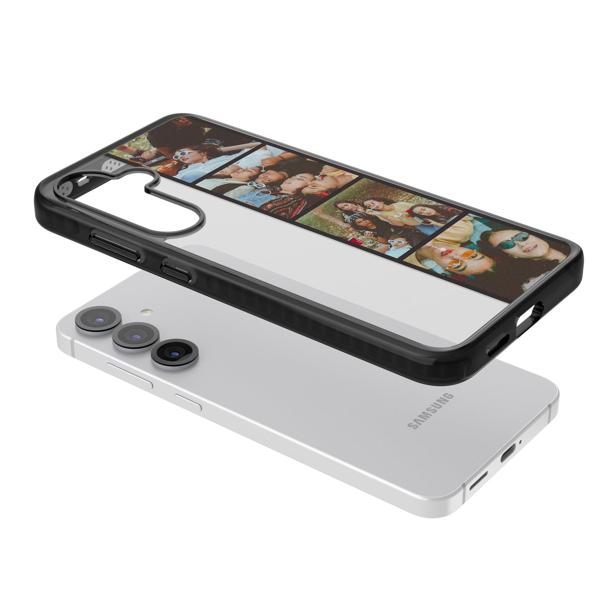 Personalised Photo Strip Samsung S25 / Samsung S25 Plus / Samsung S26 / Samsung S26 Plus Impact Black Phone Case angled