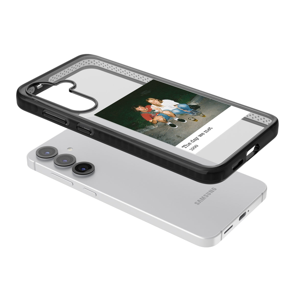 Personalised Photo Memory Samsung S25 / Samsung S25 Plus / Samsung S26 / Samsung S26 Plus Impact Black Phone Case angled