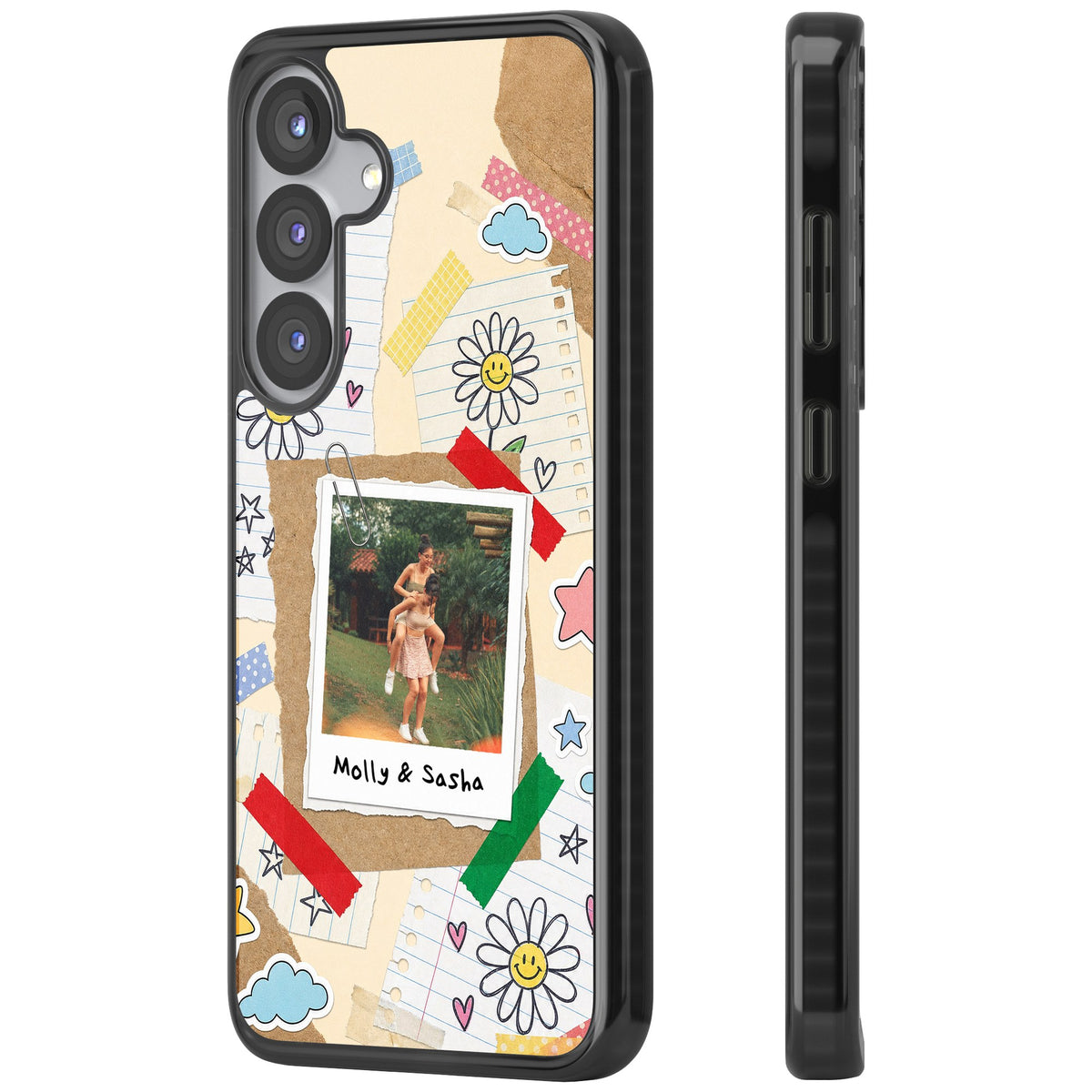 Personalised Scrapbook Photo Samsung S25 / Samsung S25 Plus / Samsung S26 / Samsung S26 Plus Impact Black Phone Case side