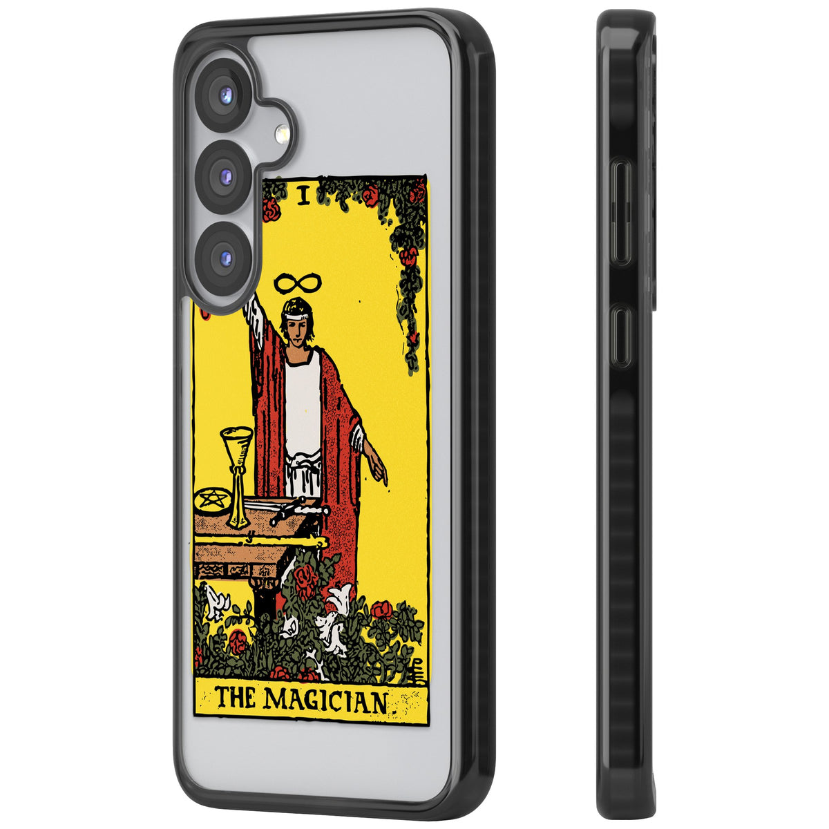 Personalised The Magician Tarot Card (Color) Samsung S25 / Samsung S25 Plus / Samsung S26 / Samsung S26 Plus Impact Black Phone Case side