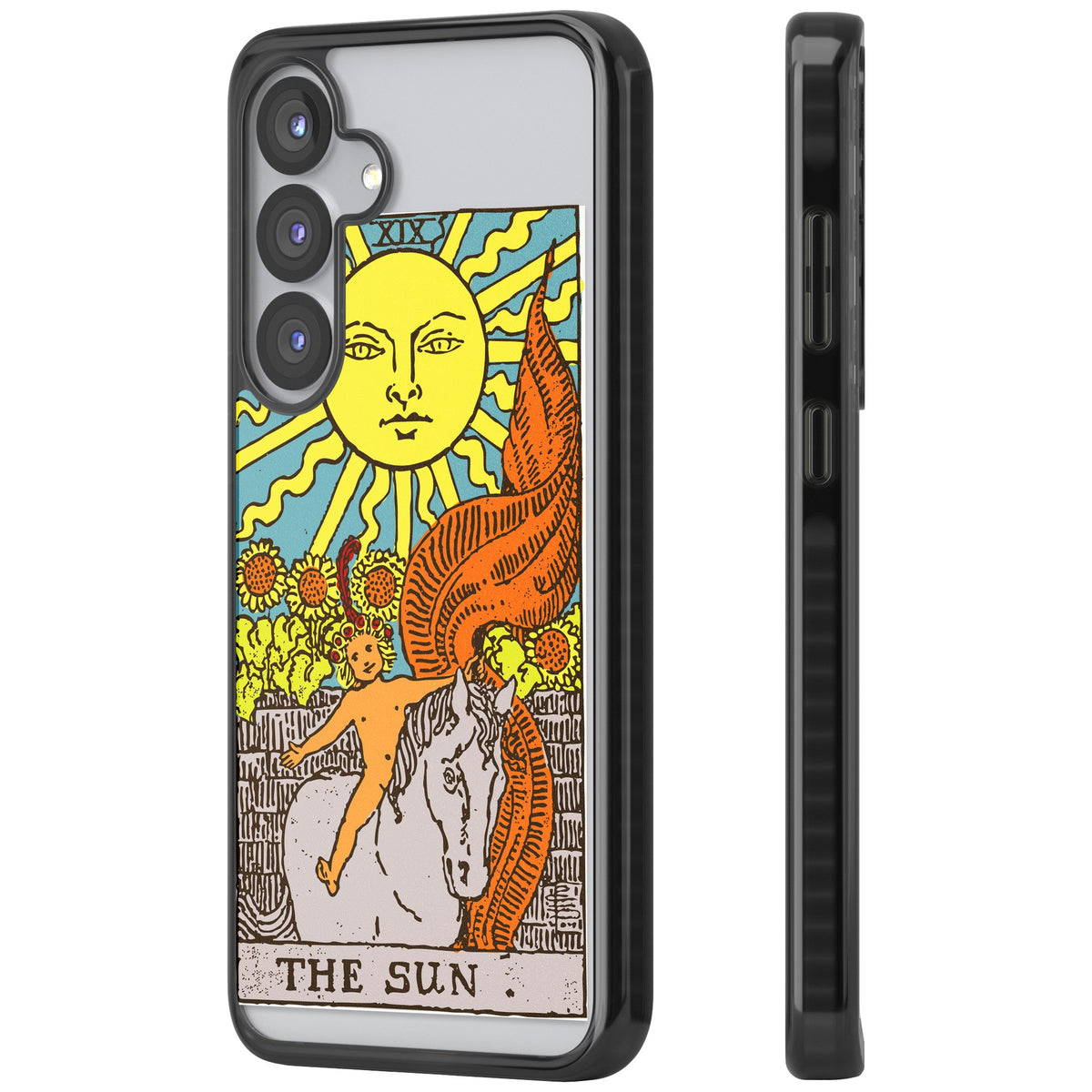 Personalised The Sun Tarot Card (Color) Samsung S25 / Samsung S25 Plus / Samsung S26 / Samsung S26 Plus Impact Black Phone Case side