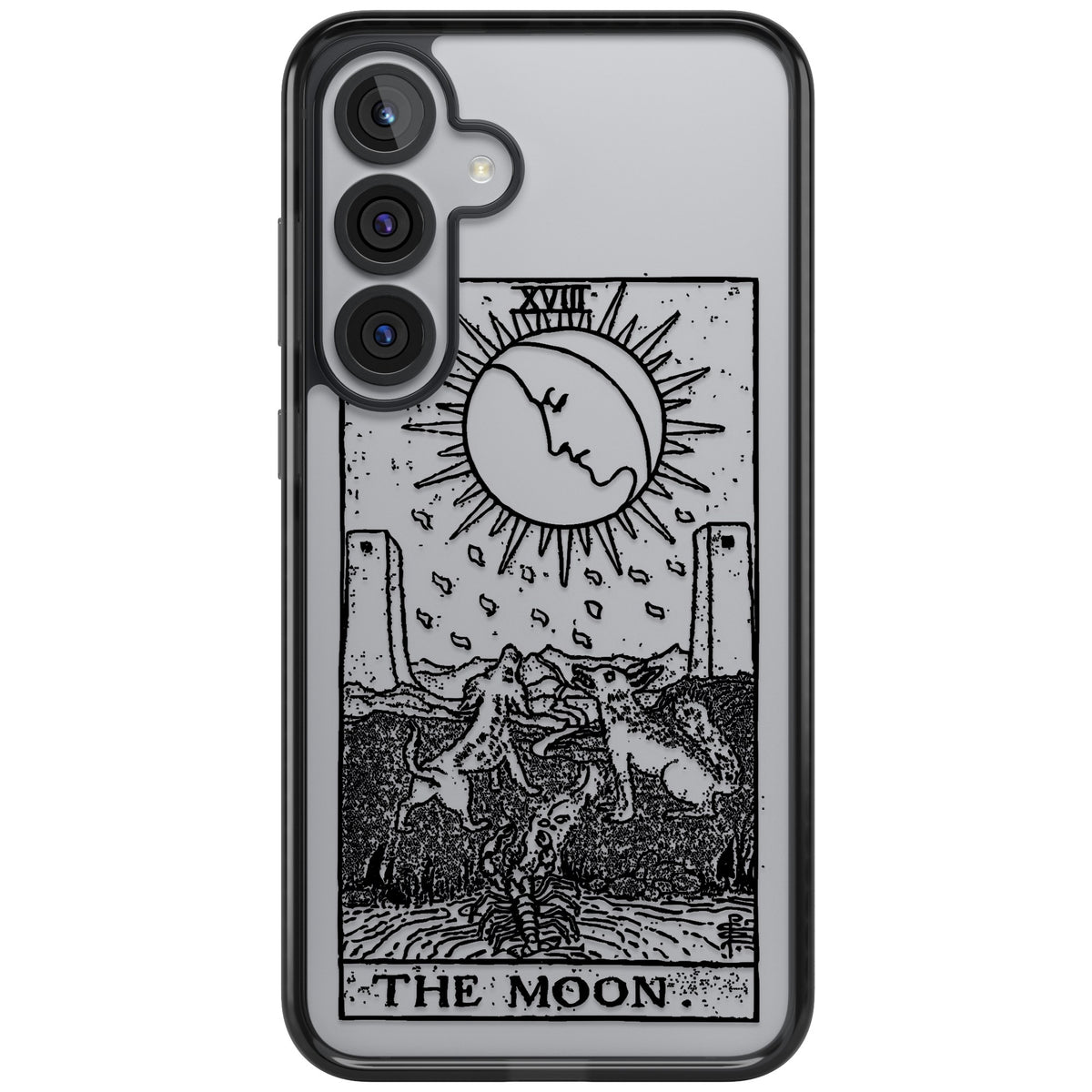 Personalised The Moon Tarot Card (Clear) Samsung S25 Plus / Samsung S26 / Samsung S26 Plus Impact Black Phone Case front