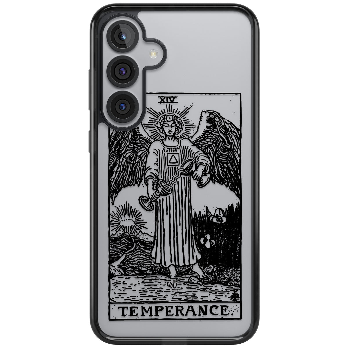 Personalised Temperance Tarot Card (Clear) Samsung S25 Plus / Samsung S26 / Samsung S26 Plus Impact Black Phone Case front