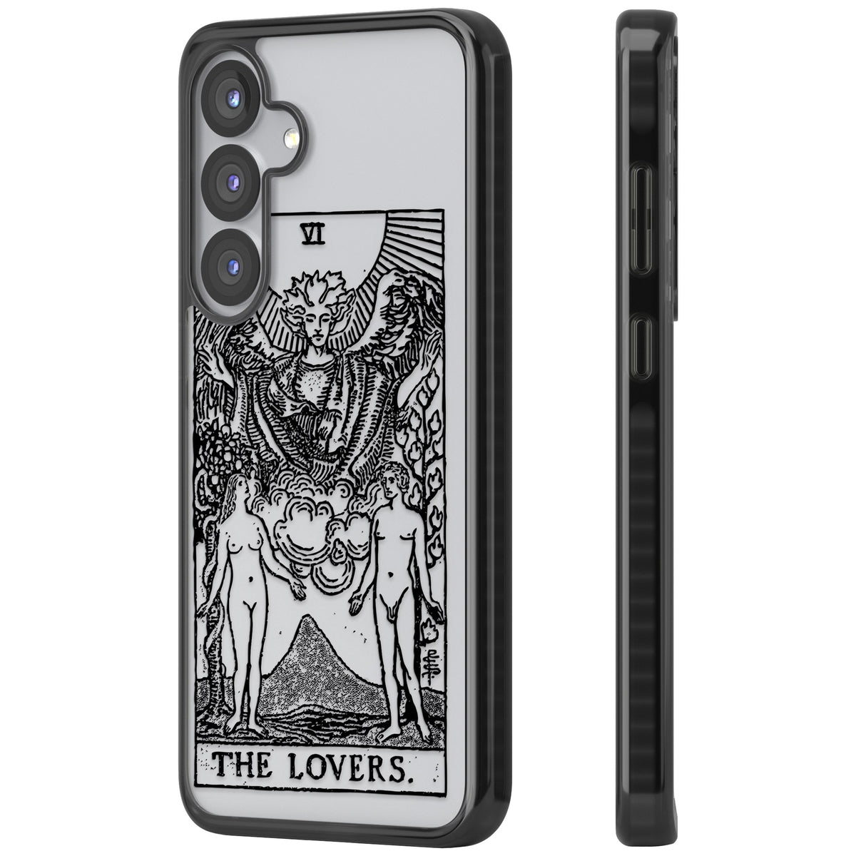 Personalised The Lovers Tarot Card (Clear) Samsung S25 / Samsung S25 Plus / Samsung S26 / Samsung S26 Plus Impact Black Phone Case side