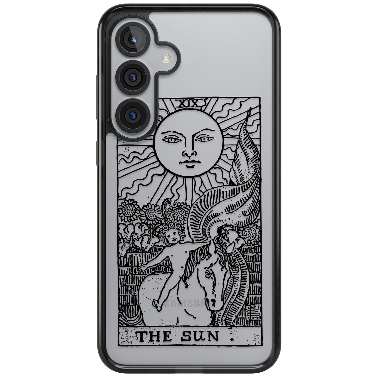 Personalised The Sun Tarot Card (Clear) Samsung S25 Plus / Samsung S26 / Samsung S26 Plus Impact Black Phone Case front