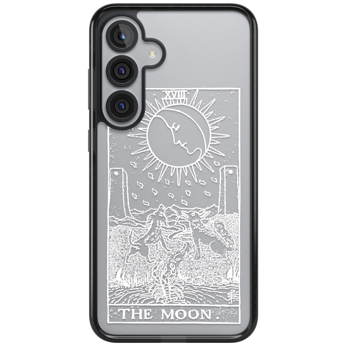 Personalised The Moon Tarot Card (White) Samsung S25 Plus / Samsung S26 / Samsung S26 Plus Impact Black Phone Case front