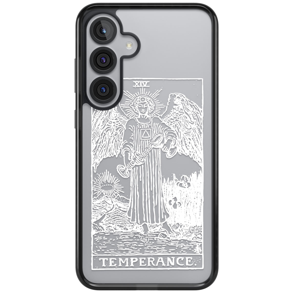 Personalised Temperance Tarot Card (White) Samsung S25 Plus / Samsung S26 / Samsung S26 Plus Impact Black Phone Case front