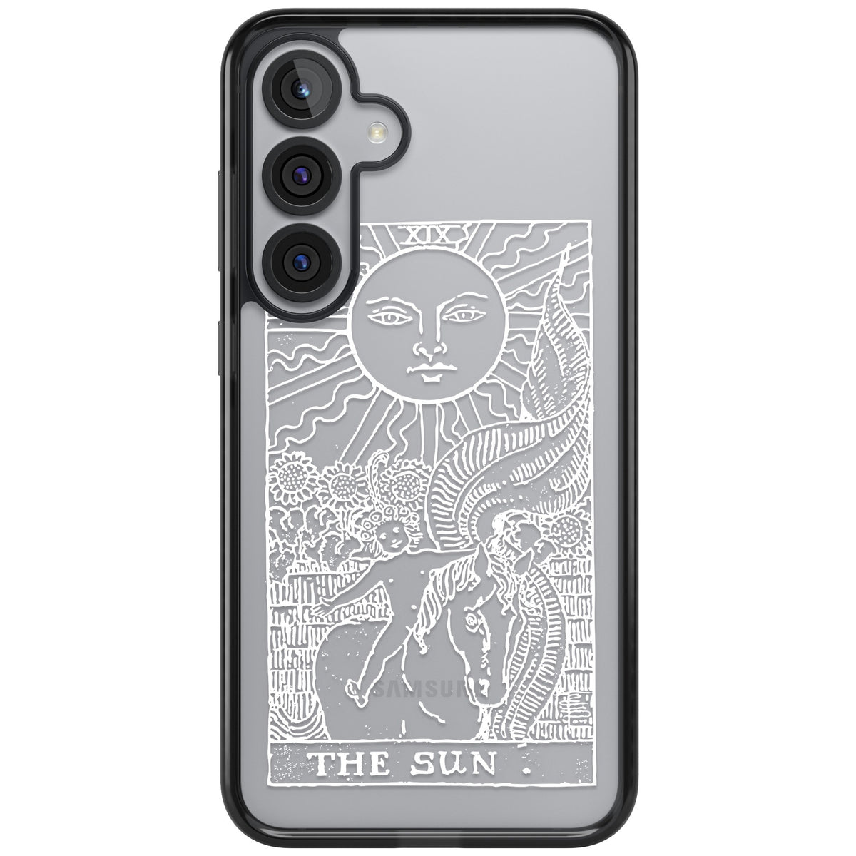 Personalised The Sun Tarot Card (White) Samsung S25 Plus / Samsung S26 / Samsung S26 Plus Impact Black Phone Case front