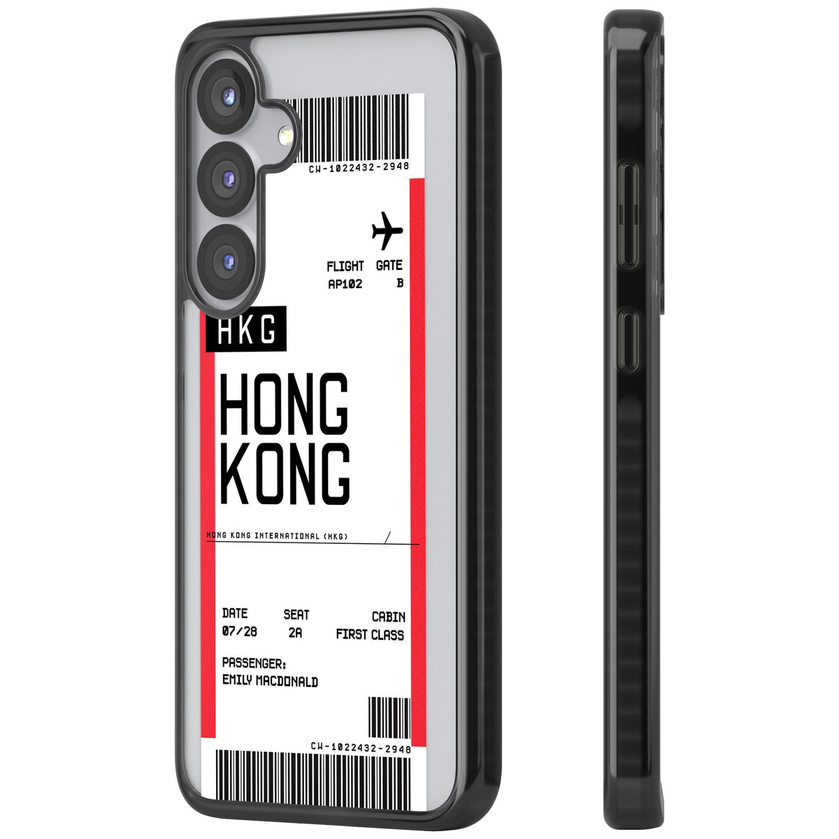 Personalised Hong Kong Boarding Pass Samsung S25 / Samsung S25 Plus / Samsung S26 / Samsung S26 Plus Impact Black Phone Case side