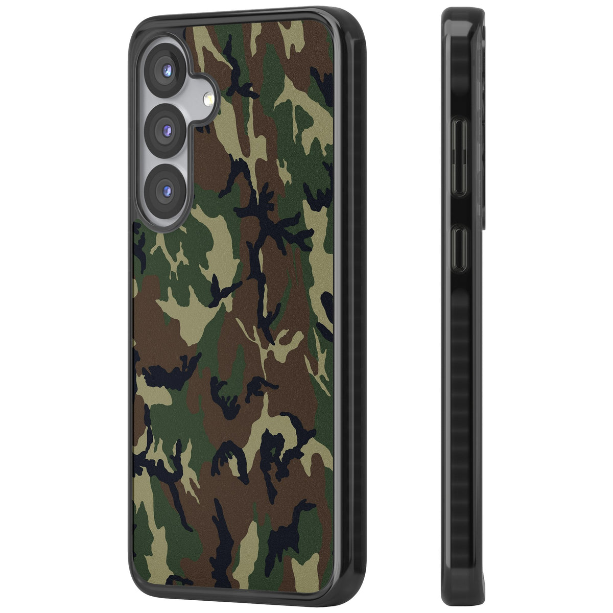 Forest Green Camo Samsung S25 / Samsung S25 Plus / Samsung S26 / Samsung S26 Plus Impact Black Phone Case side