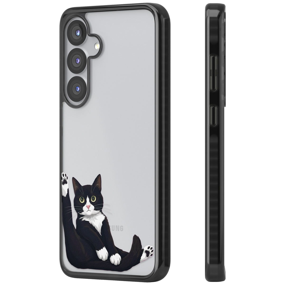 Mid-Groom Cat Samsung S25 / Samsung S25 Plus / Samsung S26 / Samsung S26 Plus Impact Black Phone Case side